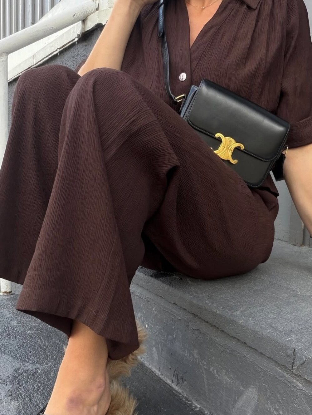 New! MSRP $4250 Authentic CELINE TRIOMPHE BAG IN BLACK Shiny Calfskin BLACK - Picture 7 of 16